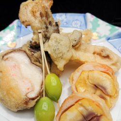 栗と茸の天ぷら