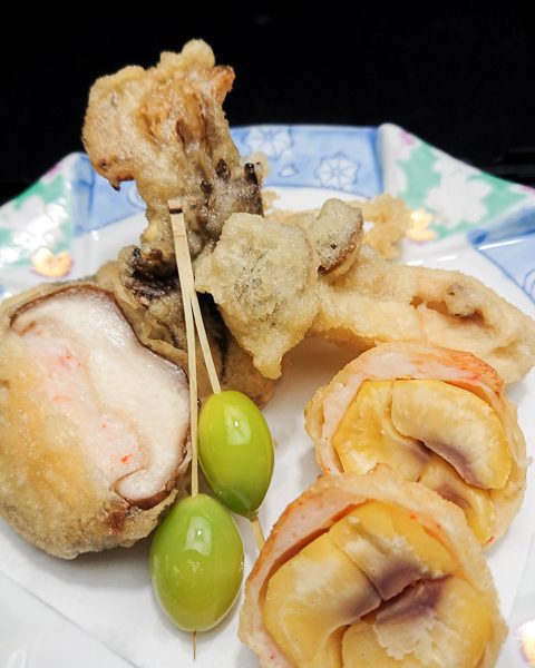 栗と茸の天ぷら