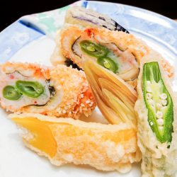 穴子と海老の八幡揚げと夏野菜の天ぷら