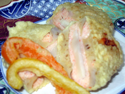 蟹と帆立の蓮はさみ揚げ
