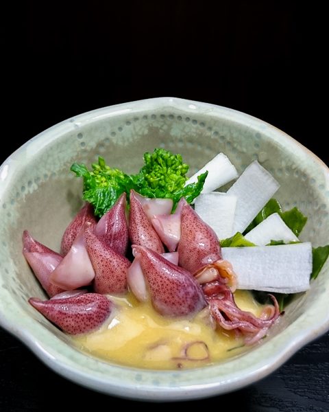 ホタルイカと山うど辛子酢味噌